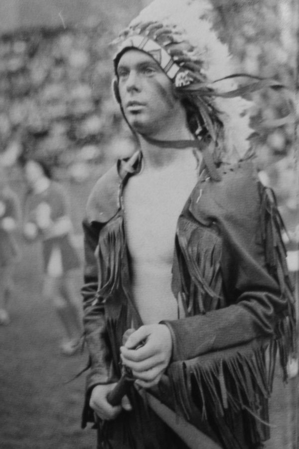 Saltine Warrior mascot at an SU football game in 1977.